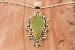 Artie Yellowhorse Genuine King's Manassa Turquoise Sterling Silver Pendant